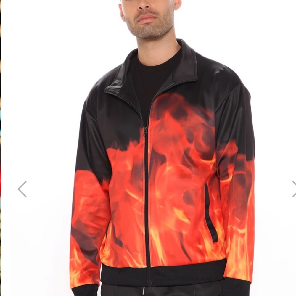 NWT Fashion Nova flame print track jacket -L